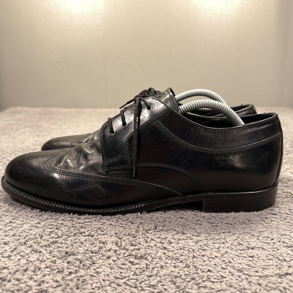 Stanley Blacker‎ Wingtip Oxford Shoes Mens 11 Black Leather Hand Made in Italy - Picture 6 of 12